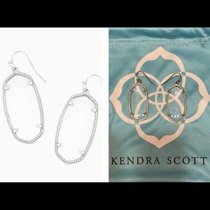 Kendra Scott Elle Silver Drop Earrings in Clear Crystal